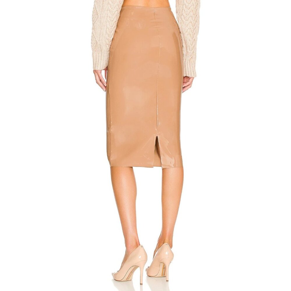 Commando Patent Midi Skirt in Cocoa Brown Faux Leather - Picture 3 of 4